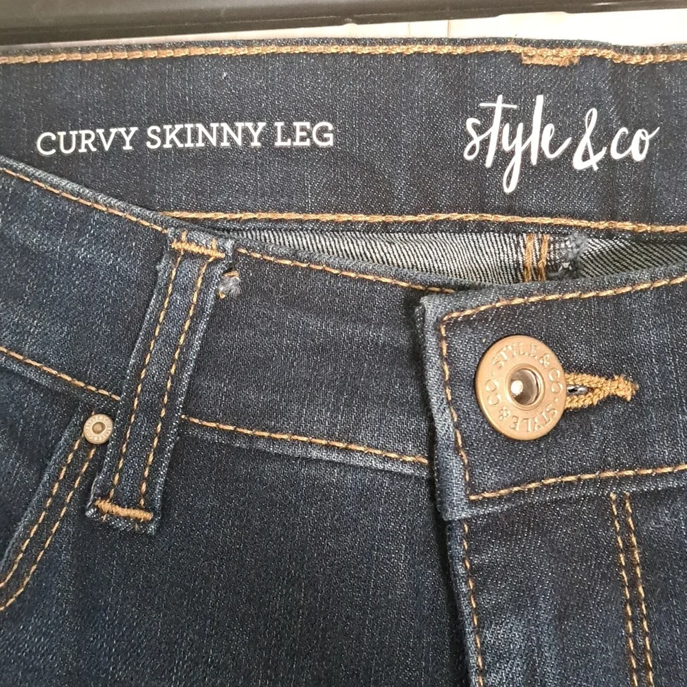 Style & Co Curvy Skinny Leg Mid Rise Tummy Control Jeans Millennium